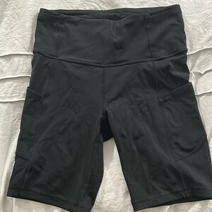 Black lululemon fast and free 8 inch biker shorts